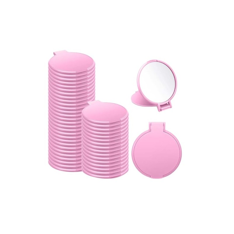Espejo de Bolsillo, 50 Piezas Mini Espejo para Maquillaje Rosa