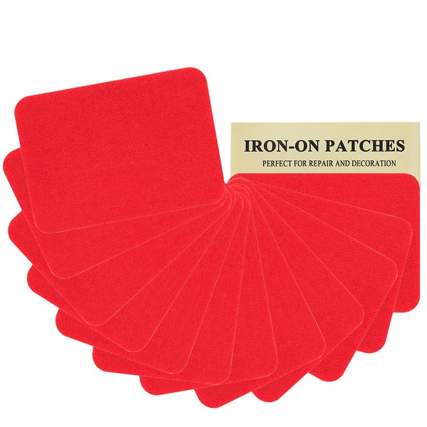 12 Pieces Red Premium Quality Fabric Iron-on Patches, Strong Glue,