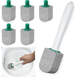 Limpiador de inodoros de piedra pómez, cepillo para polvo limpiador de baño con mango de 30 cm de largo para quitar manchas de agua dura con 1 varita + piedras pómez (paquete de 5)
