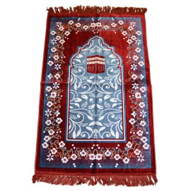 Prayer Rug Carpet Islamic Muslim Salah Meditation Mat Turkish Plush Portable Red