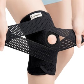 Yochaqute Knee Brace for Meniscus Tear: Compression Knee Support with Side Stabilizers - Adjustable Knee Wrap for Knee Pain MCL ACL Arthritis Injuries Recovery for Men and Women (Medium)