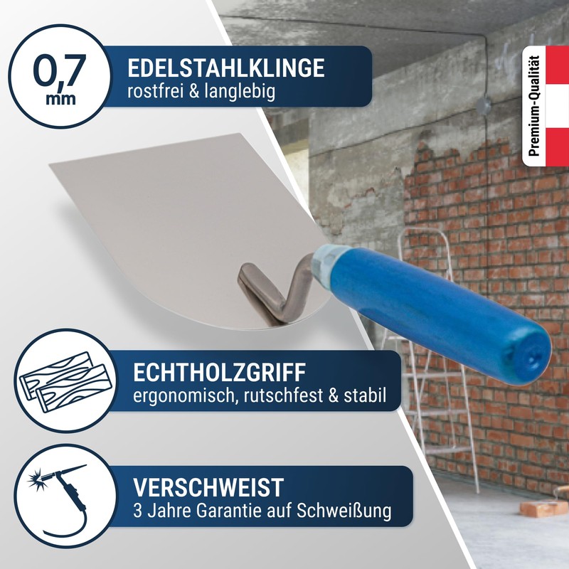 WERKFIT Professional Plastering Trowel Made of Stainless Steel 100 mm