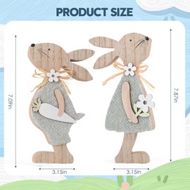 2 pcs Easter Bunny Decorations, Wooden easter decorations, Easter table decorations, Ornaments for Easter Party Decoration Indoor Home Decor