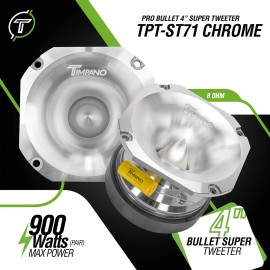 Timpano 2x Timpano 900 Watt 4" PRO Audio Super Car Bullet Tweeters TPT-ST71 CHROME 8 Ohm