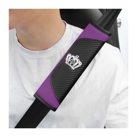 Ohleats 2PCS Car Seat Belt Cover Pad, Crown Auto Seatbelt Protector for a More Comfortable Driving, Safety Seatbelt Shoulder Strap Covers for Your Neck, Universal Car Accessories (Purple)