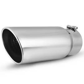 YITAMOTOR 5" Inlet Exhaust Tip, 5 Inch Inlet 6in Outlet 15 in Long Stainless Steel Exhaust Tail Pipe Tips, 5 to 6 Inch Universal Rolled Edge Exhaust Tip, Bolt On, Chrome Plated