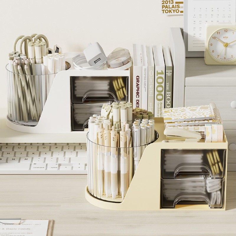 WITERY Desktop Organiser with 360 Rotating Pen Holder and 2