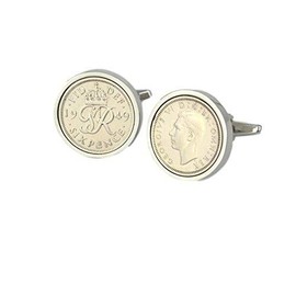 Polished Sixpence Cufflinks | 1949 Anniversary 1949 Coins 75th Birthday
