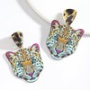 Dvacaman 2 Pairs of Acrylic Tiger Leopard Head Earrings Set