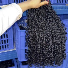 Wholesale Raw Unprocessed Human Hair Bundles Best Quality Human Cambodian Burmses Curly Hair Bundlesstyle: bundle hair, color: burmese curly bundle, Stretched Length: 24" Inches