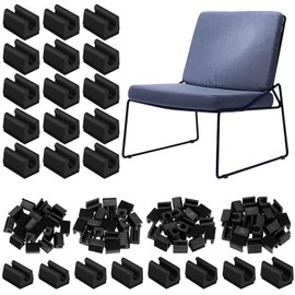Mardatt 20Pcs Rectangle Chair Leg Tips Caps with Felt Pads, Plastic U Shaped Furniture Feet Protectors Slide Smoothly No Scratches No Noise Protect Hardwood Floors, Fit Diameter 10mm Tubular Legs