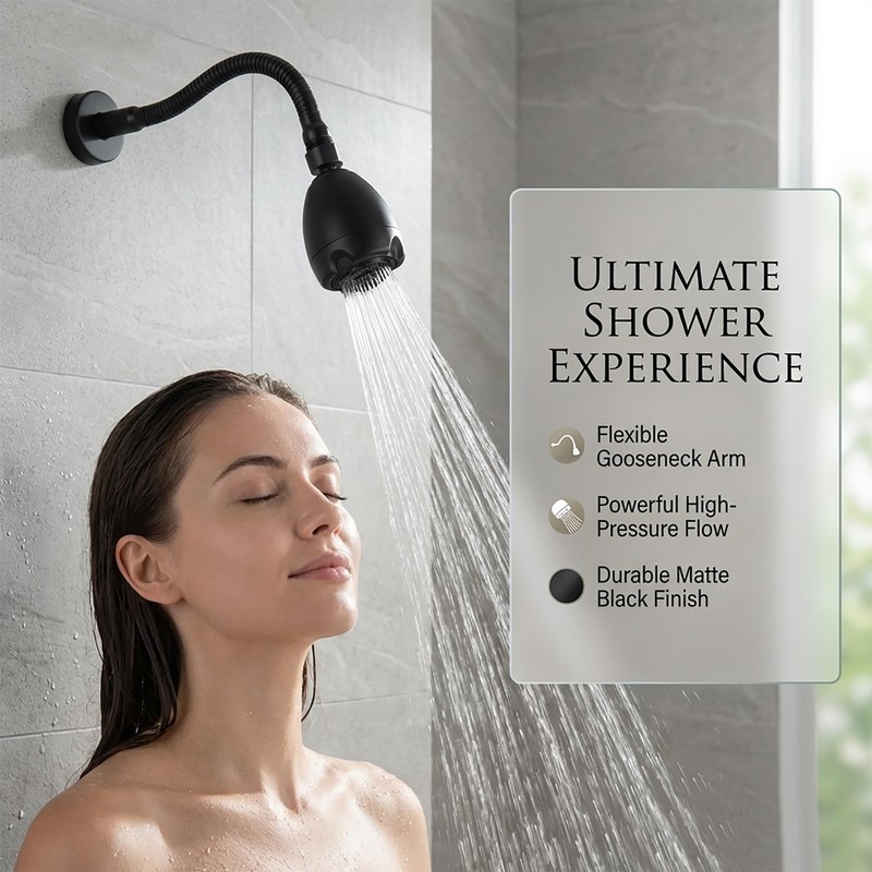 SUBEIXI Adjustable Shower Arm with High Pressure Shower Head, Powerful