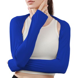 [ビートーク] アームカバー レディース ボレロ型 夏 冷感 アイスシルク アームスリーブ 紫外線対策 伸縮性 BT65 BLU