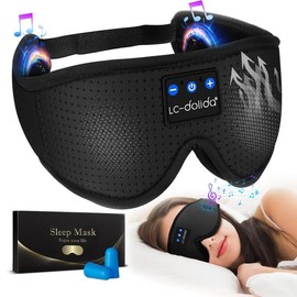 Sleep Headphones, Sleep Mask Bluetooth Wireless Music Eye Mask - Color: black