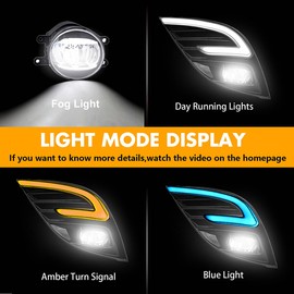 OKSIWA LED Fog Light with 3-Colors DRL for 2018-2020 Toyota Camry SE/XSE/TRD,White DRL,Amber Turn Signal light, Blue light for Night, Front Bumper Fog Lamp Replacement Kit,Include DRL Fog Harness