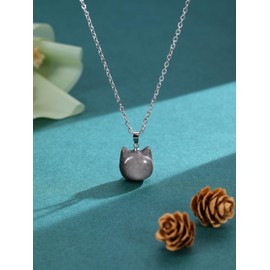 PESOENTH Black Cat Crystal Necklace Jewelry Gifts for Women Cat Lovers,Natural Obsidian Healing Crystal Necklace for Women Her Girlfriend Gifts For Birthday