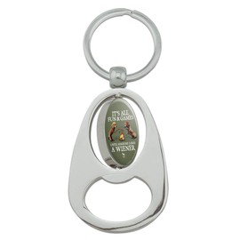 It's All Fun and Games Until Someone Loses a Wiener Dachshund Dogs Keychain Chrome Metal Spinning Oval Bottle Opener