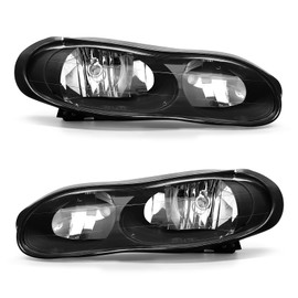 ADCARLIGHTS for 1998 1999 2000 2001 2002 Chevy Camaro Headlight Assembly Clear Lens Black Housing Clear Reflector Headlamp Replacement Left and Right（W/O Bulbs）