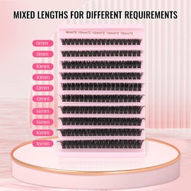 Sixstarhair Individual Lashes 80D DIY Eyelash Extensions Volume Cluster Lashes D Curl 8-16mm Clumpy Thicker Lashes Individual Cluster DIY at Home
