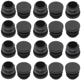 Kyuionty 20 Pack 5/8" Round Plastic Plug, Furniture Pipe Tube Cover Insert Tubing End Caps for Round Tubing Post, Pipe Post, Chairs (Black)