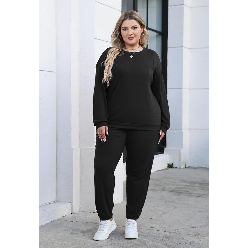 Nemidor Womens Plus Size 2 Piece Fall Matching Lounge Sets