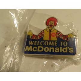 McDonald's Vintage Welcome To McDonald’s Ronald Lapel Pin Employee Bling Hat New Old Stock