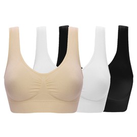 ohlyah Women s Seamless Wire-Free Bra with Removable Pads 3 Pack black White Nude XL 36D 38B 38C 40A
