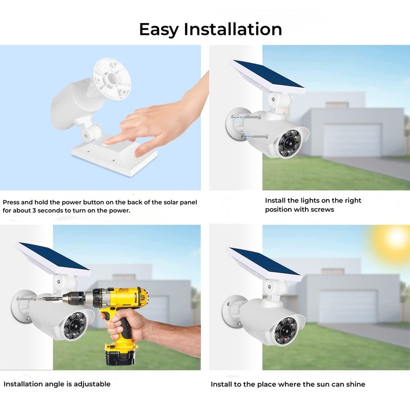 JIAXIZ Solar Security Outdoor Motion Sensor, Dummy Camera IP66 Waterproof,