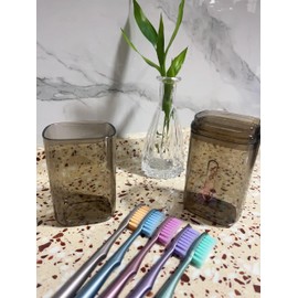 PROBUSINES - Extended Head Toothbrush, Deep Tartar Removal, Gentle Bristles, Clean Teeth, Care for Sensitive Teeth and Gums, Gum Stimulator, Pack of 5, with Travel Cup