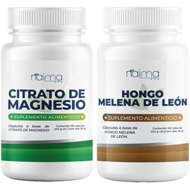 NAIMA Kit Citrato de Magnesio  Melena de León, 100 Cápsulas cu  Suplemento Alimenticio 100 Puro y Natural  Energía y Vitalidad, Apoyo Cognitivo y