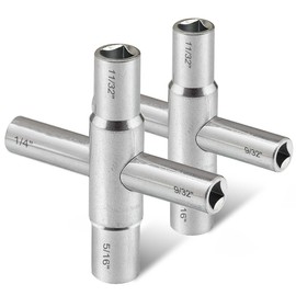 Hanpex 4-Way Sillcock Key Wrench, 1/4", 9/32", 5/16", 11/32", Fits Most Sillcock, Stopcock, Water Spigots, Wall-hydrant, Control Cabinet and Valves 2-Pack