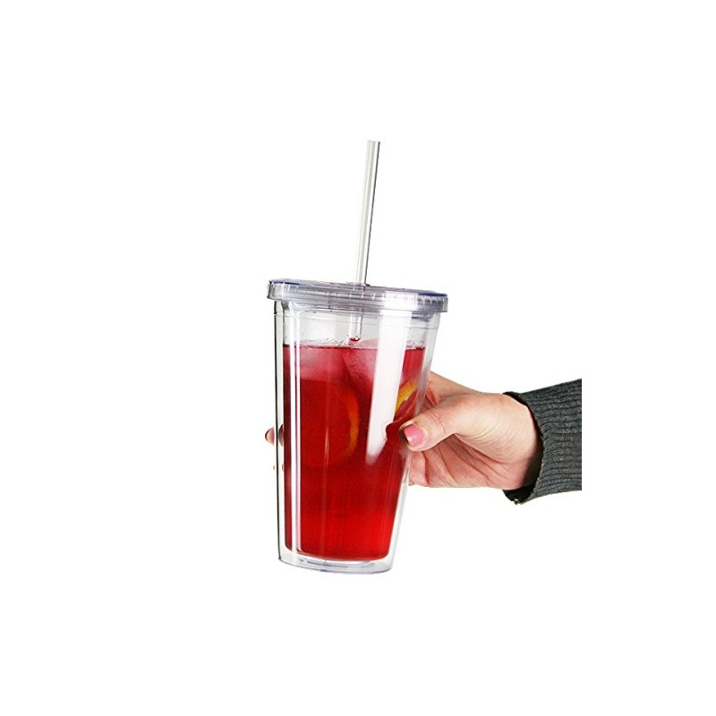Bar Drinkstuff Double Wall Plastic Cup, 16oz, Pack of 2