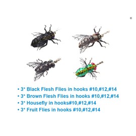 Realistic Fly Fishing Flies Set Dry Mosquito Bottle Flies Steelhead Rainbow Trout Handmade Fishing Lure kit Flyfishing (Realistic Green & Blue Bottle Fly Set of 21 Flies)