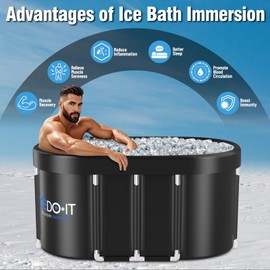 Tomaje Upgrade 129 Gal XL Large Oval Ice Bath Tub for Athletes, Collapsible Cold Plunge Tub-Multiple Layered for Post-Exercise Recovery, Portable Bathtub for Home, Gyms, Indoor, Outdoor use