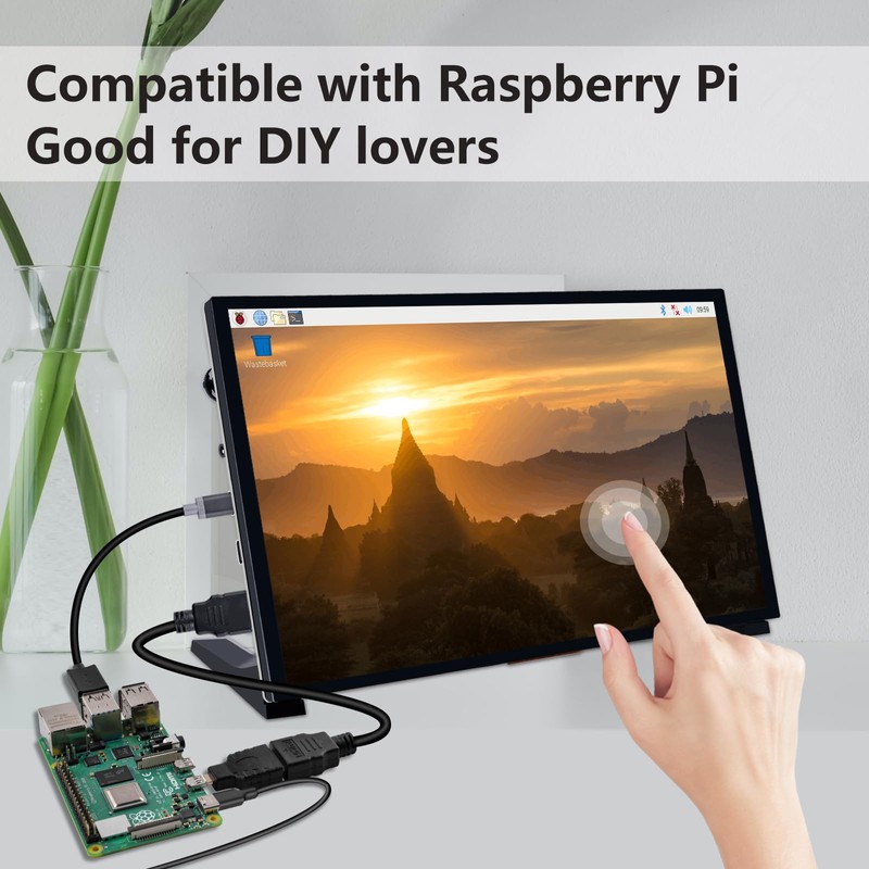 GeeekPi 10.1 Inch Capacitive Touchscreen Display, 1024x600 IPS LCD with