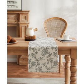 YZJZEDS 100% Cotton French Pastoral Table Runners, 13x36 Inch Black Farmhouse Table Runners 36 Inches Long, Vintage Flowers Print Home Decors