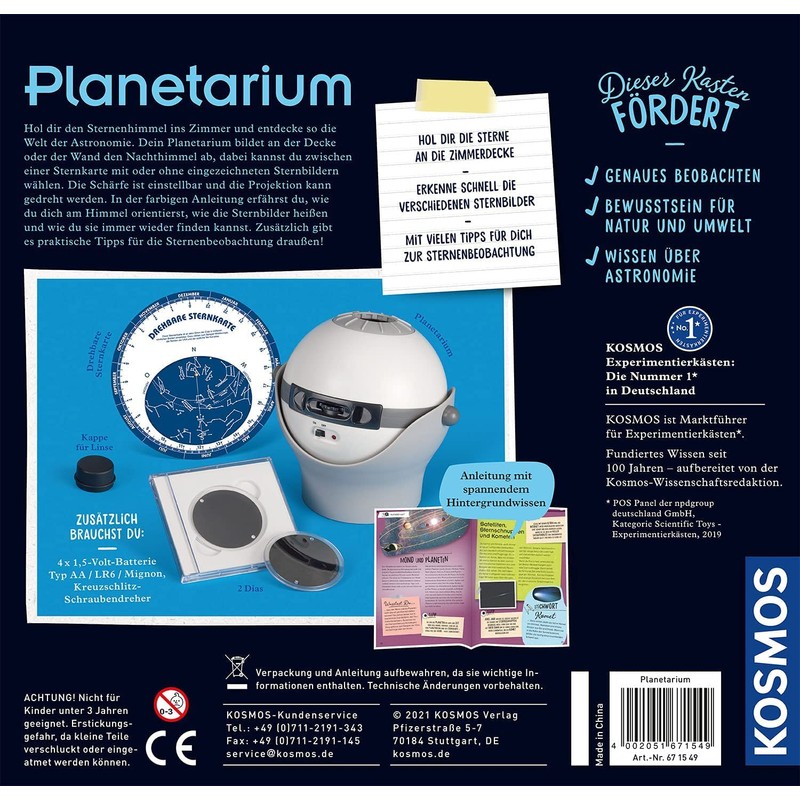 Kosmos 671549 Planetarium Projector with 2 Interchangeable Star Maps, Exciting