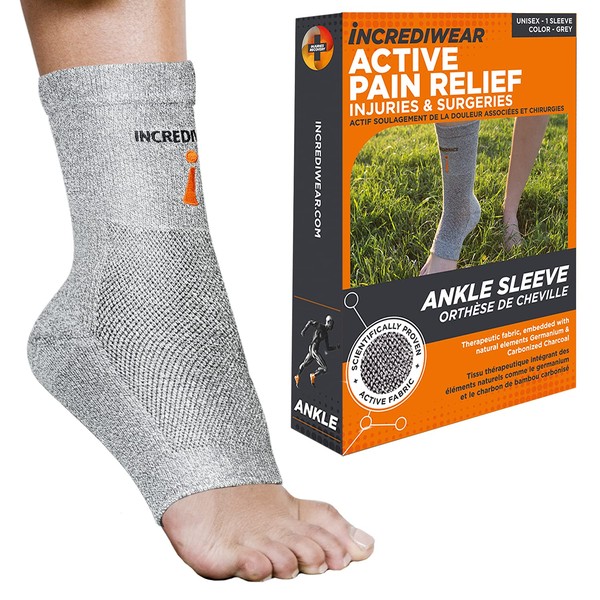 Incrediwear Radical Pain Relief For Aches & Injuries Ankle Brace, Grey, S/M