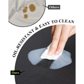 FURKIT Black Plastic Table Cover Protector, 48" Round Waterproof Easy Flat PVC Desk Pad Mat, 1.5mm Thick Vinyl Table Top Protector for Dining Room Table, Office, Dresser