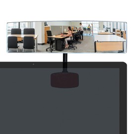 Nnaningo Wide Angle Convex Mirror for Computer Monitor, Office Cubicle & Desk, Stick-On Rear View Mirror to See Behind You, 360° Rotatable Security Mirrors for Personal Safety (1 Pack 12" x 3")