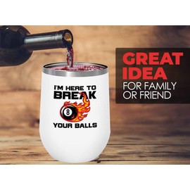 Flairy Land Billiards Player White Wine Tumbler 12oz - your balls - Pool Player Gifts for Men Pool Cue Billiard Gift Pool Gift for Dad