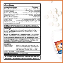 Hyland's Leg Cramps PM With Quinine Tablets 50 ea ( Pack of 6)