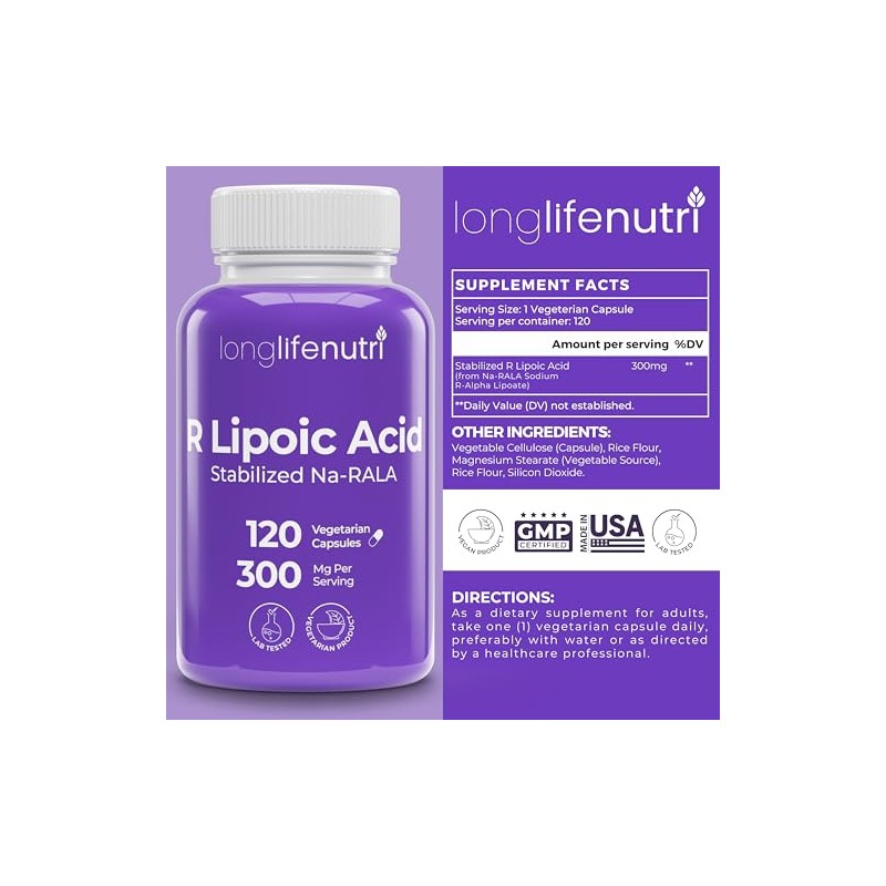 Longlifenutri ?cido R-alfa Lipoico Estabilizado 300 Mg: