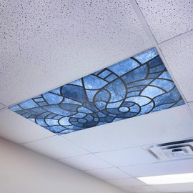 Magnetic Fluorescent Light Cover for Ceiling Lights Classroom 2x4 - High Resolution Magnetic Office Light Filter (Pack of 1) - Eliminate Headaches & Eyestrain - Stained Glass