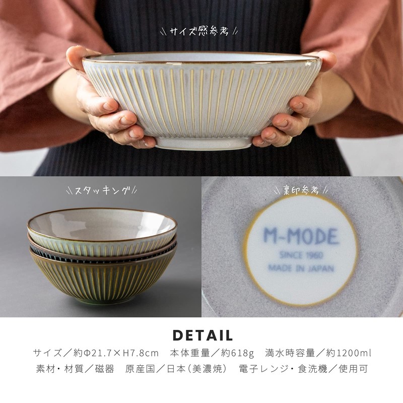 Mino Pottery Mino Ware Kiln Hen Sendan Noodle Bowl, White