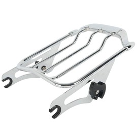 XFMT Motorcycle Chrome Detachable Two-Up Luggage Rack for Air Wing Harley Touring Road King Street Glide Road Glide Electra Glide 2009-Later