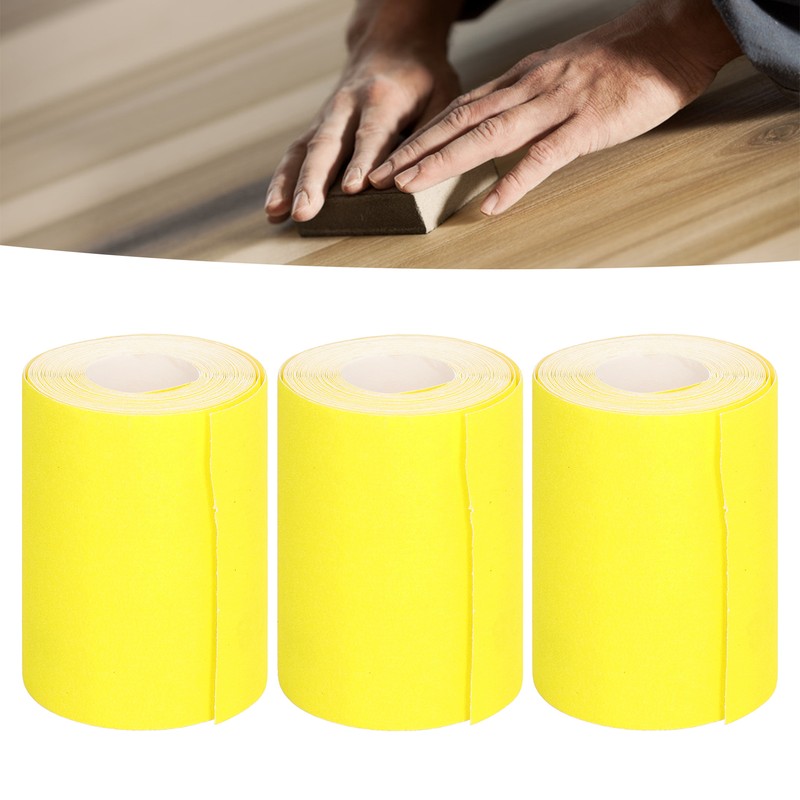 3 Rolls Sandpaper Roll 120 Grit Abrasive Sheet Polishing Grinding
