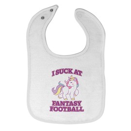 Toddler & Baby Bibs Burp Cloths Unicorns I Suck at Fantasy Football Cotton Baby Items for Baby Girl & Boy White Design Only