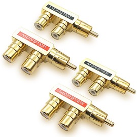 RERACO RCA Splitter 2 Splitter Splitter Adapter Gold Plated Male Female Cable Audio Converter Plug Output Terminal Pair (F Shape, Set of 4)