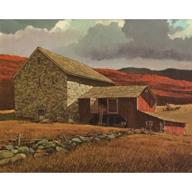 ACEO Art Card German style Barn built circa 1800 added on in 1849 by Eric Sloane